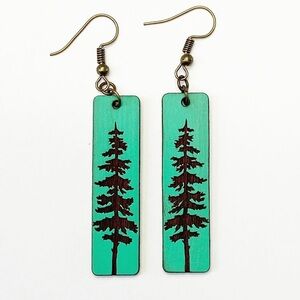 Laser Cut Wood Earrings Tree Design